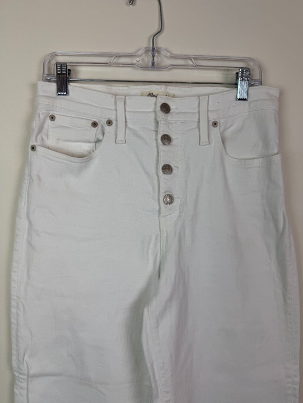 Madewell Slim Wide-Leg Crop Jeans in Pure White: Button-Front Edition Size 29 - Picture 6 of 15